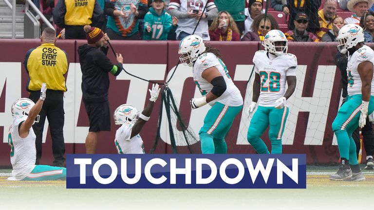 Miami quarterback Tua Tagovailoa lofted it to wide receiver Tyreek Hill for the 78-yard touchdown as the Dolphins opened the scoring against the Washington Commanders