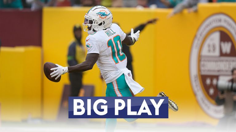 Tua Tagovailoa once again found Tyreek Hill for a 60-yard touchdown as the Miami Dolphins continued to dominate the Washington Commanders.