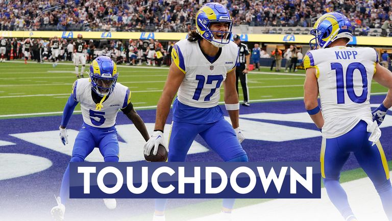 Puka Nacua ran in for the 70-yard touchdown from Matthew Stafford's pass as the Los Angeles Rams took the lead against the Cleveland Browns